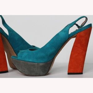 Vince Camuto Multi Color Open Toe Platform Heels